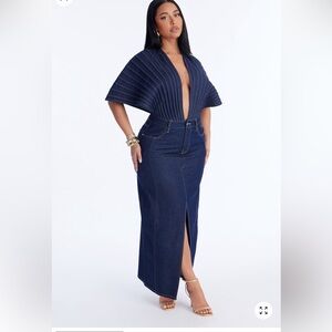 Denim Double Slit Maxi